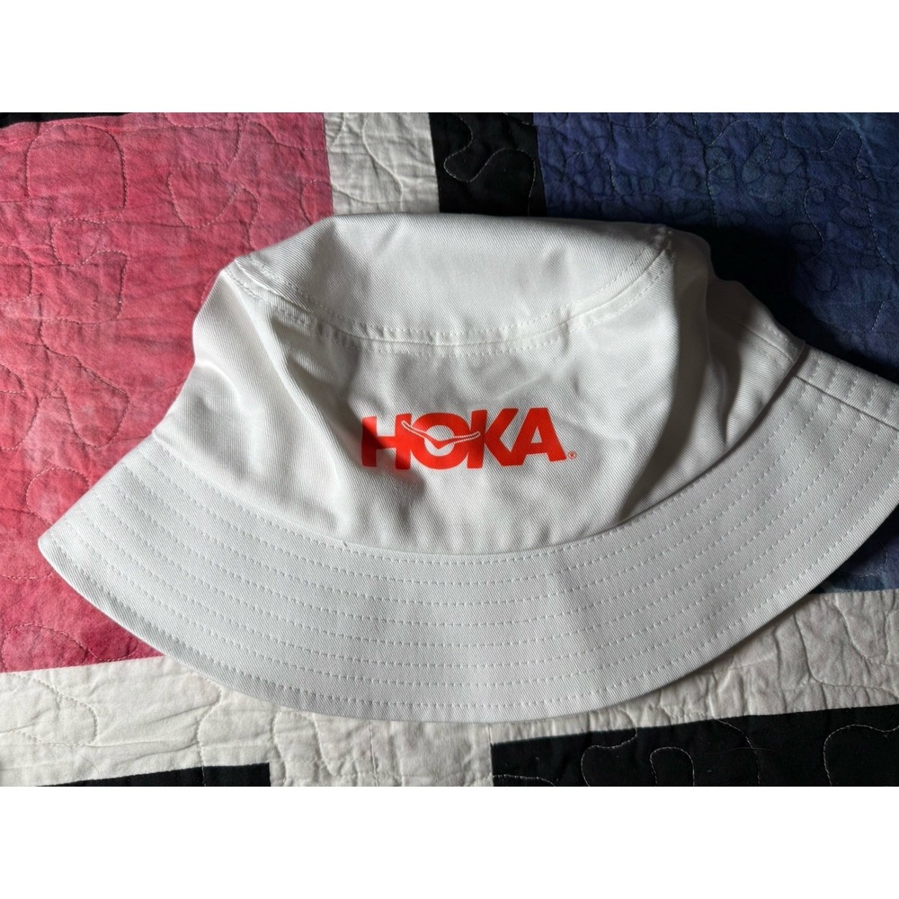 HOKA Bucket Hat Logo White Orange Unisex OS One Size